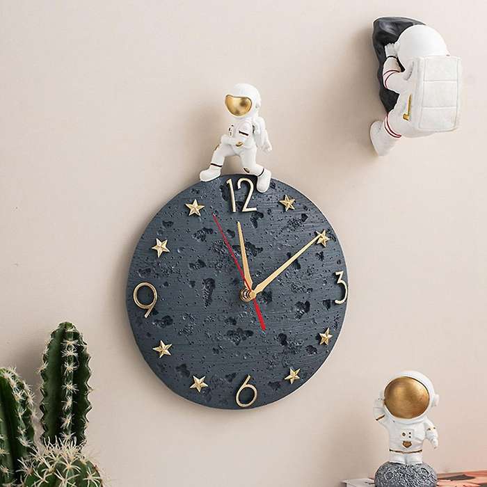 Nordic Astronaut Wall Clock Living Room Bedroom Decor Statue Clock A