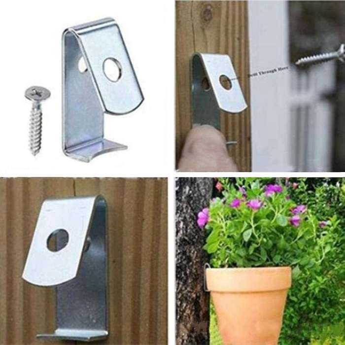 Flower Pot Clips-24 Pack Durable Plant Pot Latch Hangers (silver)
