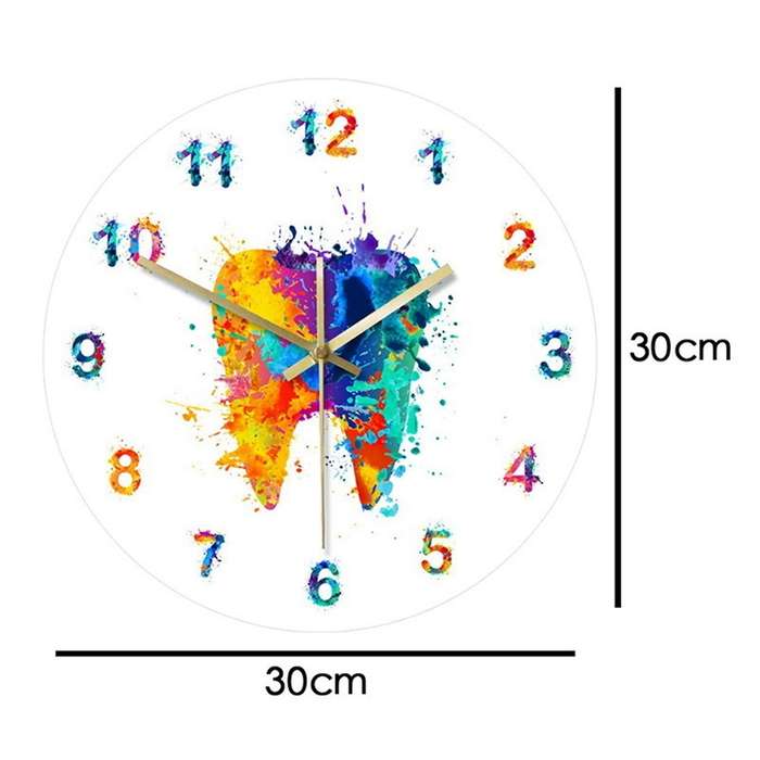 Watercolour Tooth Painting Print Wall Clock Dental Clinic Wall Art