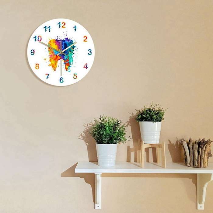 Watercolour Tooth Painting Print Wall Clock Dental Clinic Wall Art