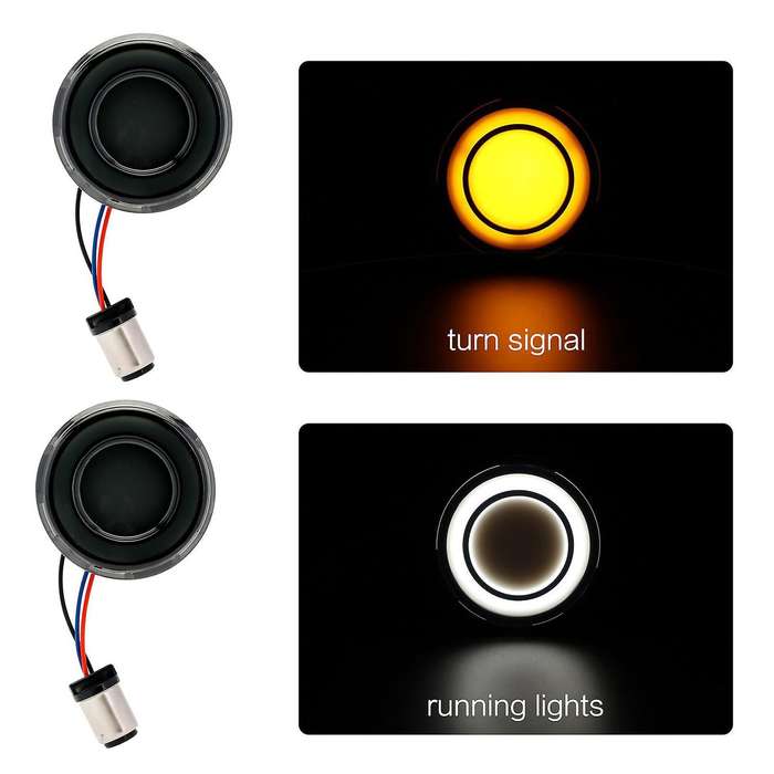 1pair 1157 Bullet-style Smoked Led Turn Signal Light White+yellow