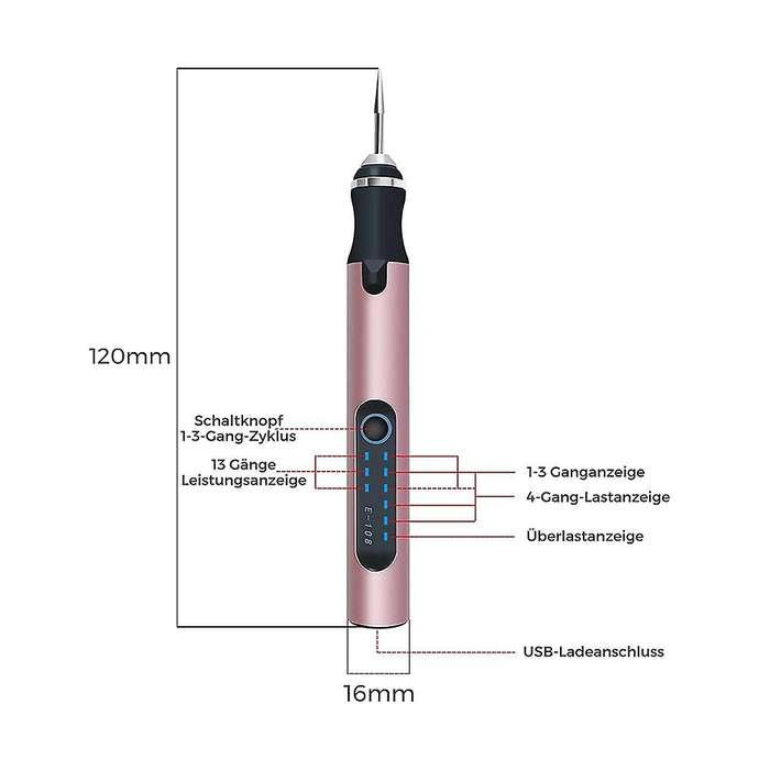 Electric Engraving Pen, Multifunctional Engraving Tool Set, Rose Gold