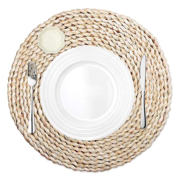 Round Corn Straw Placemats,for Tea Coffee Kitchen Table 4 Pack,14inch
