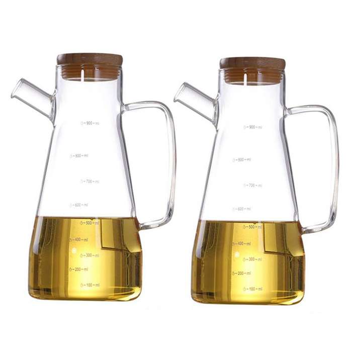 900ml Transparent Glass Oil Bottle, with Handle Oil Bottle