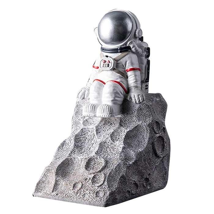 Resin Astronaut Bookend Tabletop Book Office Decoration(silver)