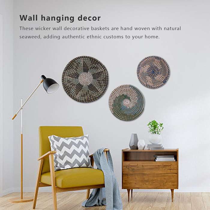 Rattan Wall Decor. Set Of 3 Wicker Wall Decor Hanging Baskets
