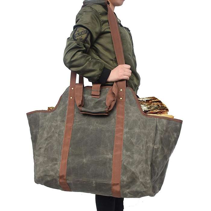 Camping Outdoor Holder Carry Storage Bag Wooden Canvas Bag Hand Bag