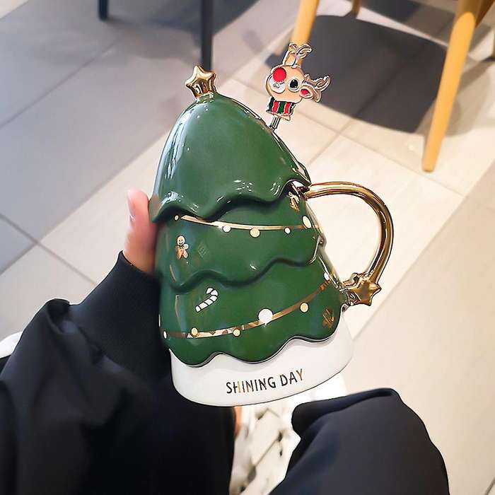 1pc 420ml Christmas Cup Mug Couple Cup Girl Ceramic Drinking Cup B