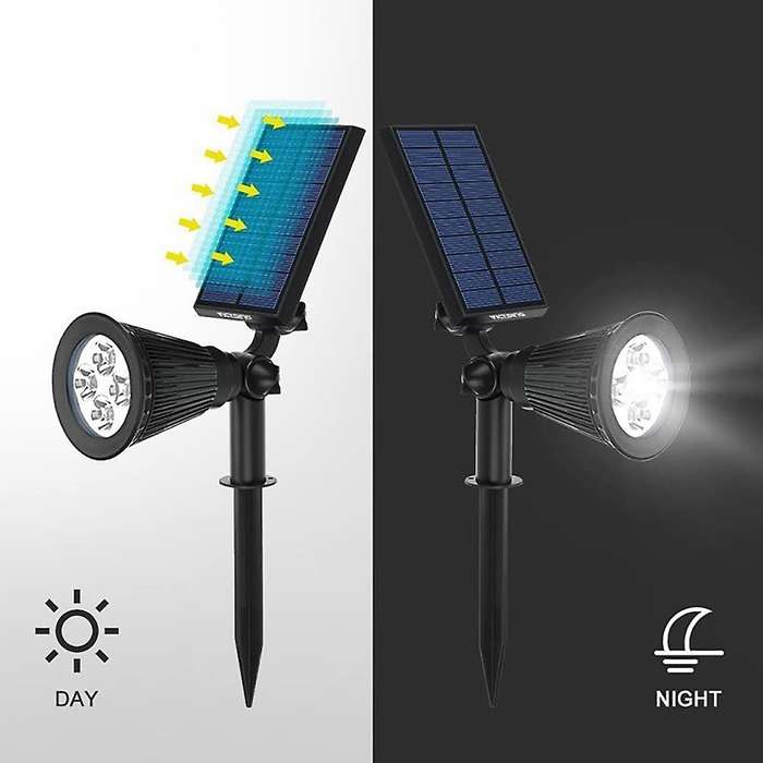 2 Pcs Led Solar Spotlights Outdoor Solar Lights Waterproof for Garden