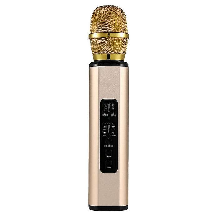 K6 Bluetooth Karaoke Mic Handheld Condenser Dual Speaker Gold