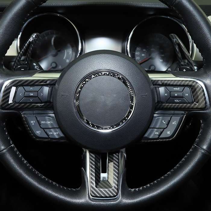 Steering Wheel Frame Trim Decor Cover for Ford 6pcs(carbon Fiber)