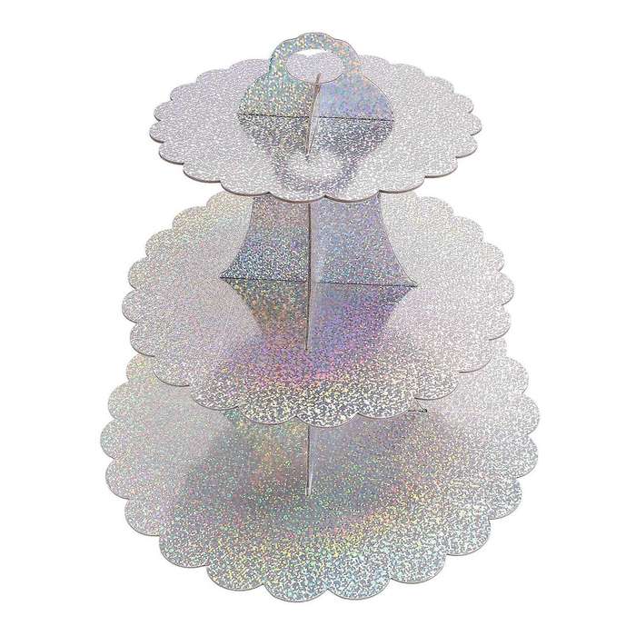 3 Tier Lasers Cake Holder Round Paper Cake Rack Birthday Decorations