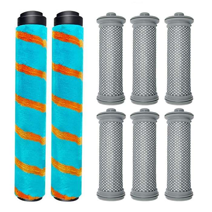 2pcs Roller Brush with 6pcs Hepa Filter for Tineco A10/a11 Hero -blue