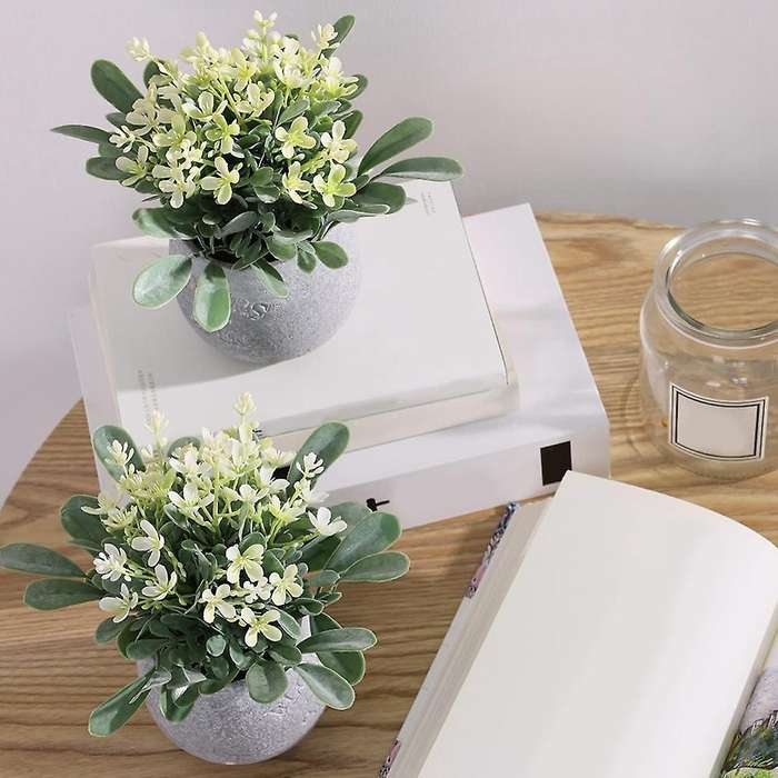 Fake Plants Eucalyptus Faux Plants In Pots, 2 Pack Artificial Plants