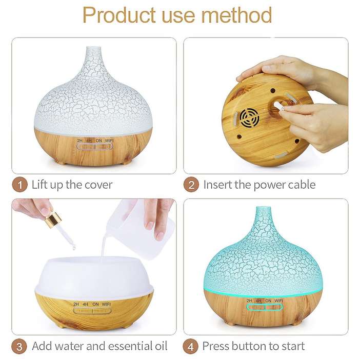Smart Wifi Essential Oil Diffuser Home Eu Plug Light Wood