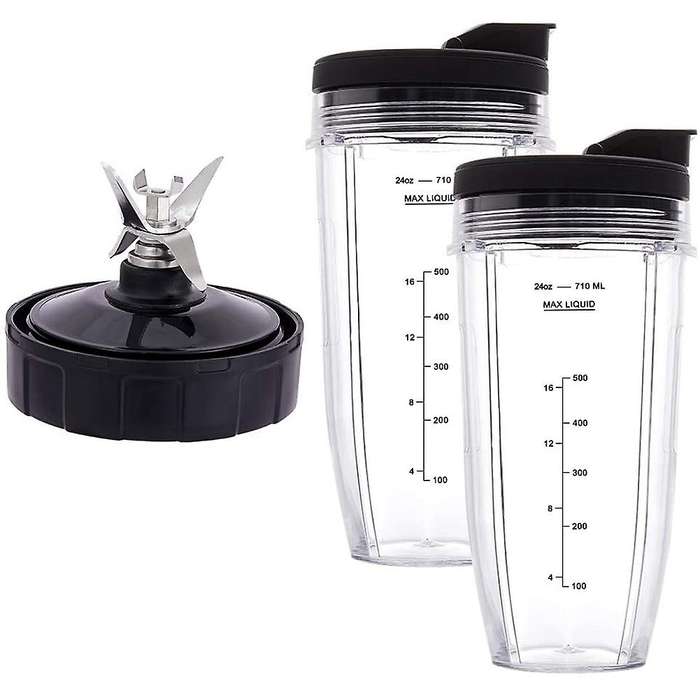 24oz Cups with To-go Lids, 7 Fins Extractor Blade, for Nutri Ninja