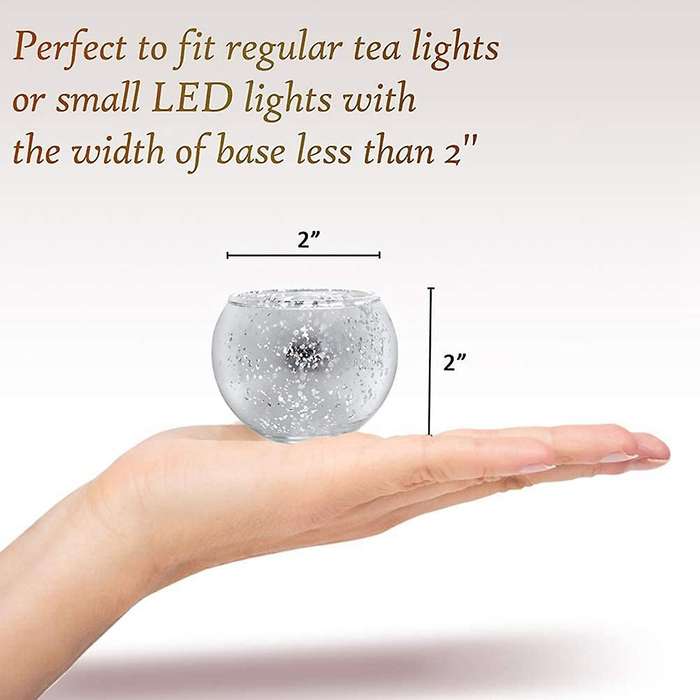 Round Golden Wishing Candle Holder Mercury Glass Holder 12-pcs Set B