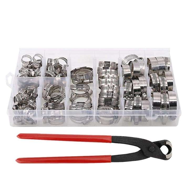 100pcs 304 Stainless Steel Single Ear Hose Clamp 6-28.6mm Single Ear