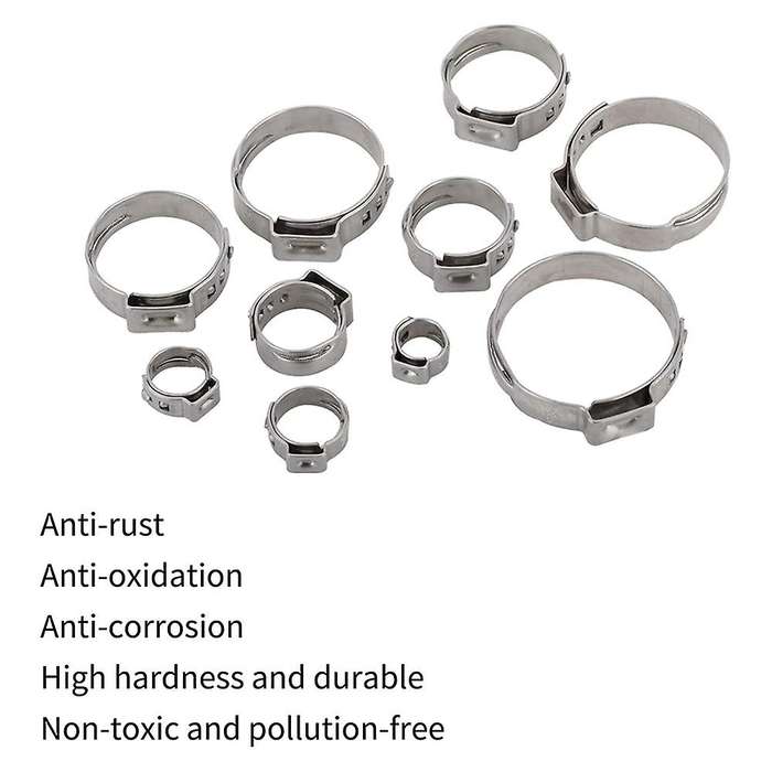 100pcs 304 Stainless Steel Single Ear Hose Clamp 6-28.6mm Single Ear