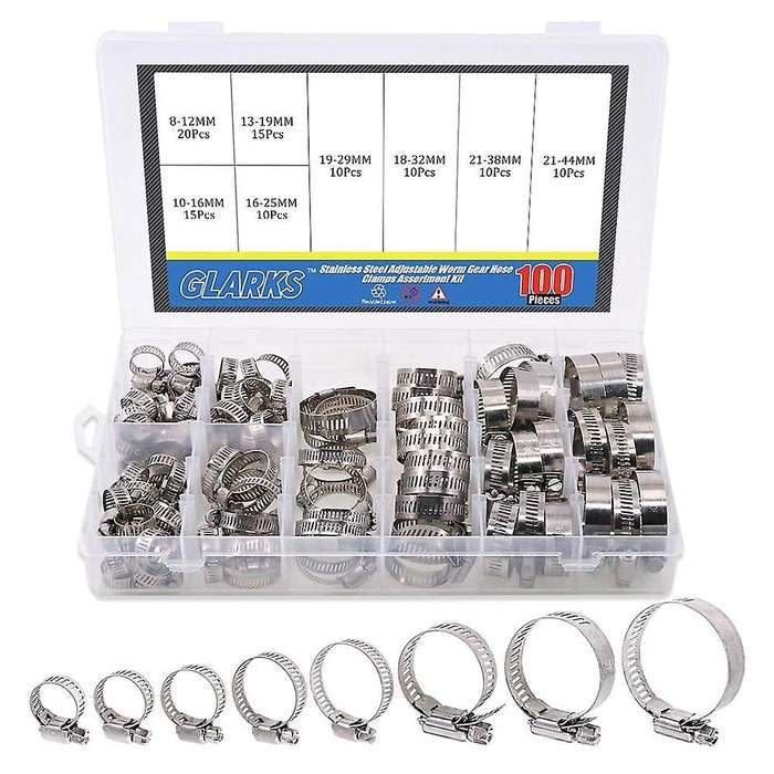 100pcs 304 Stainless Steel Single Ear Hose Clamp 6-28.6mm Single Ear