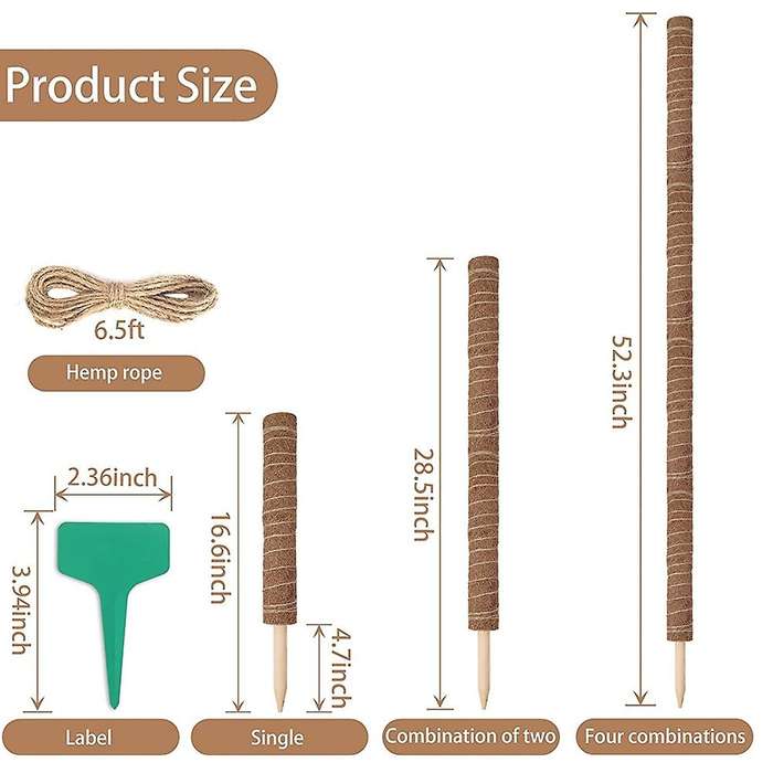Moss Rod Spiral Totem Plant Support for Climbing Plants Monstera