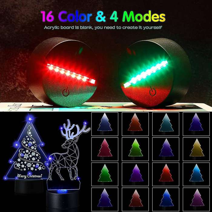 3d Night Led Light Lamp Base Charging Cables for Child Room Bar