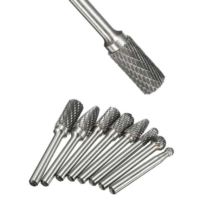 1/4 Inch Shank 8pcs Carbide Rotary Burr Bit Set with Carry Box