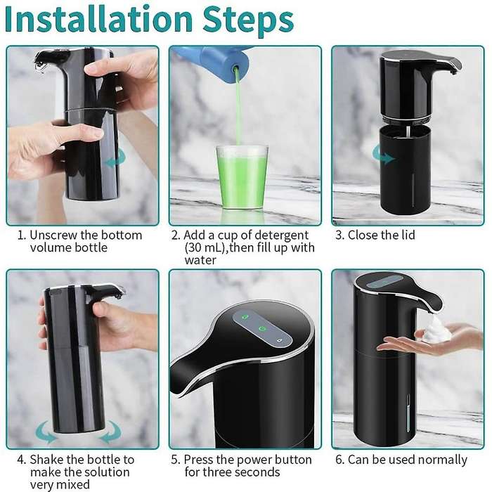 Foam Soap Dispenser Automatic - Touchless Soap Dispenser 450ml Black