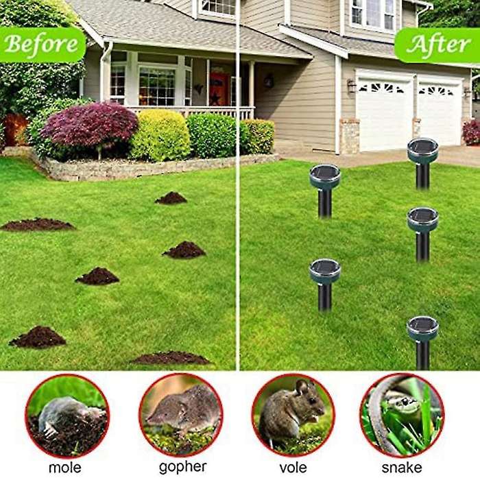 8 Pc Outdoor Solar Ultrasonic Vibration Repeller Snake Repeller