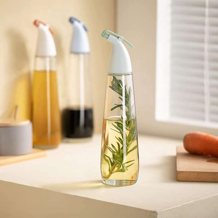 3 Pcs Glass Transparent Sealed Silicone Oil-proof Vinegar Pot