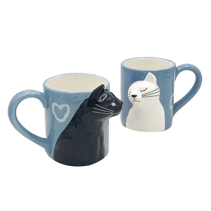 Black and White Cat Couple Cup Cute Pet Cat Pair Cup Home Decoration