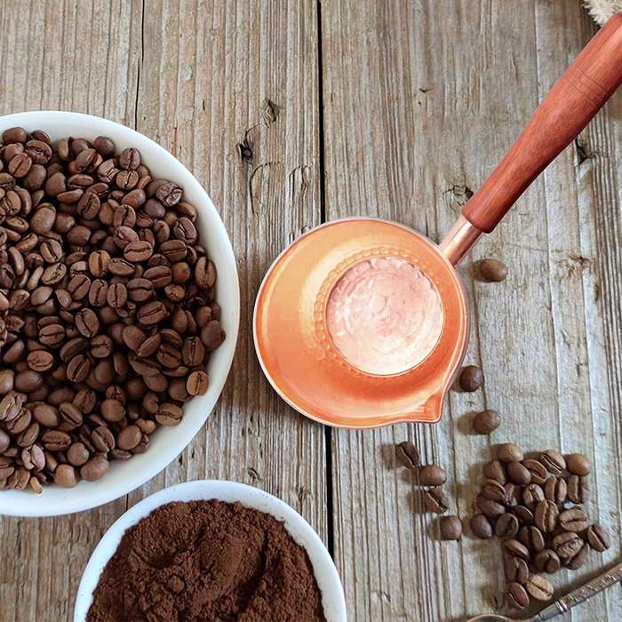 450ml Pure Copper Handmade Coffee Set Coffee Pot with Wooden Handle