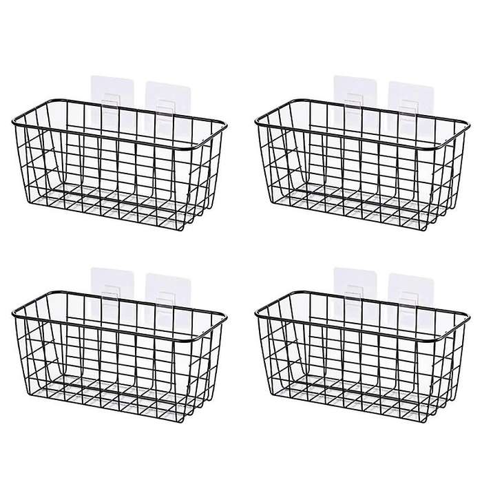 Metal Hanging Wire Basket with Hooks for Organizer Holder 4 Pack