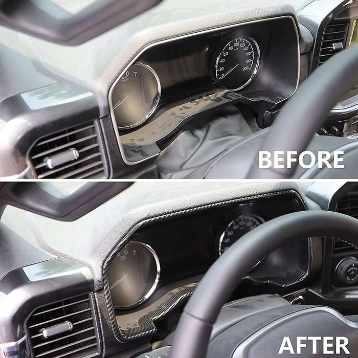 Dashboard Meter Panel Cover for Ford F150 2021 2022,abs Carbon Fiber