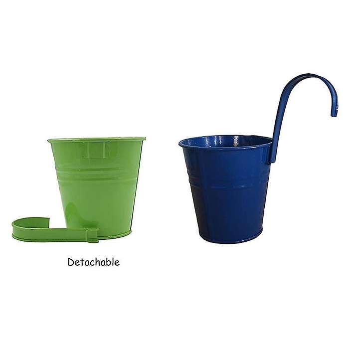 Set Of 10 Metal Hanging Flower Pots with Hook and Drainage Hole