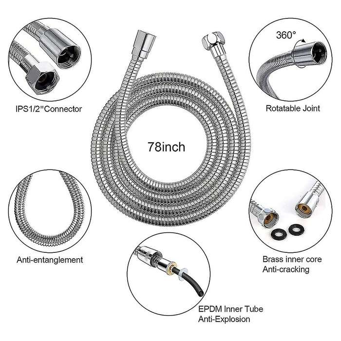 High Pressure Hand Held Shower Head with Hose and Adjustable Bracket