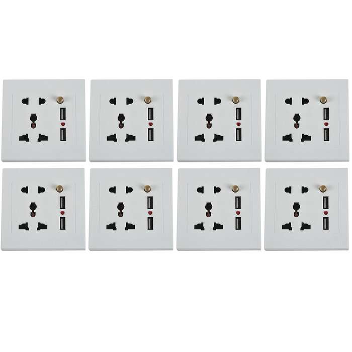 8x 2.1a Dual Usb Wall Charger Socket Adapter Universial Wite Switch