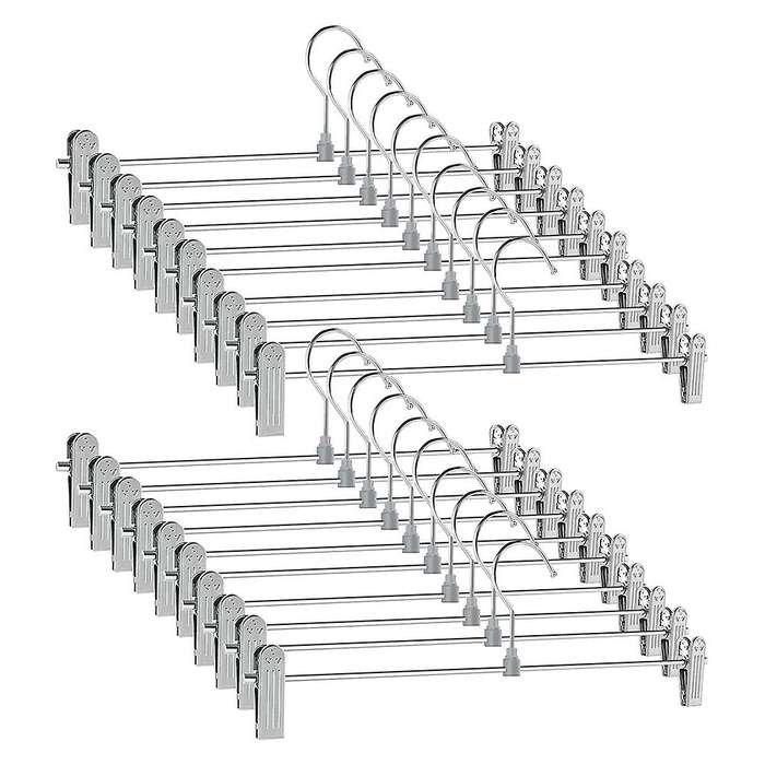 Pant Hangers,skirt Hangers with Clips Space Saving, for Pants 20 Pack