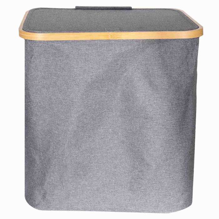 Laundry Basket with Lid, Bamboo Dirty Clothes Hamper with Handle