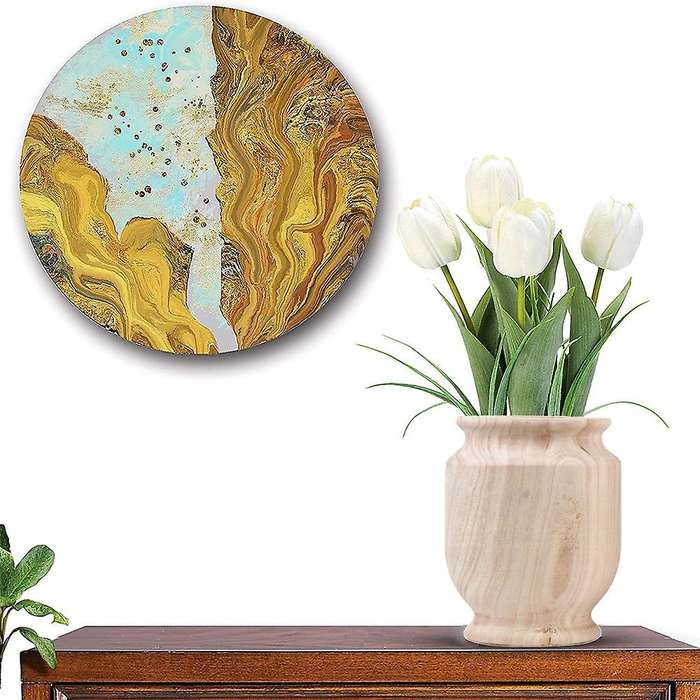 Natural Wood Color Vases Handmade Vase Home Office Table Decor Gift