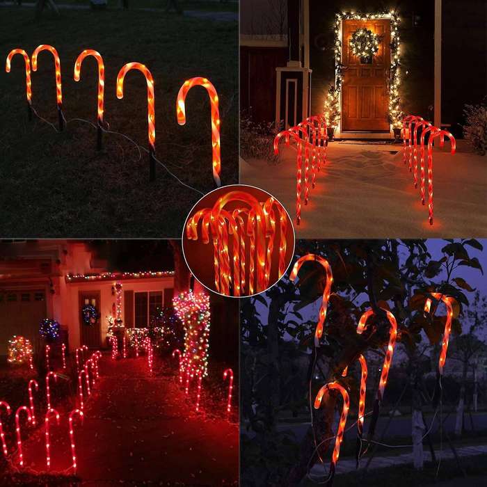 Candy Cane Outdoor Solar Landscape Lights 21in Lighted Christmas