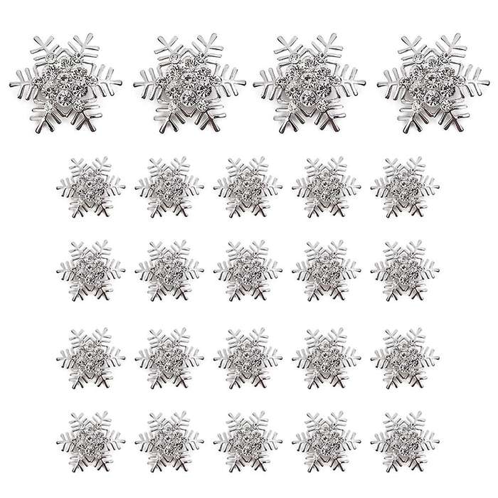 24 Pack Napkin Rings Silver Snowflake Napkin Holder