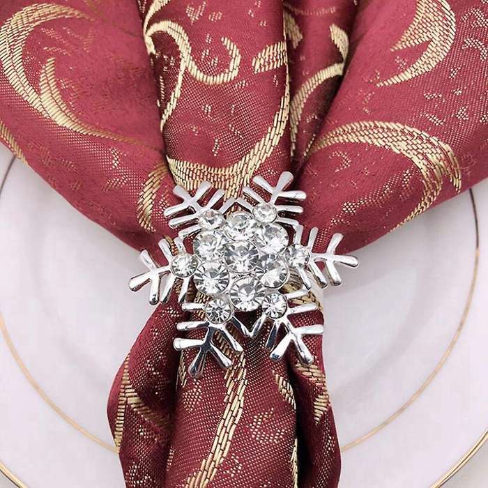 24 Pack Napkin Rings Silver Snowflake Napkin Holder