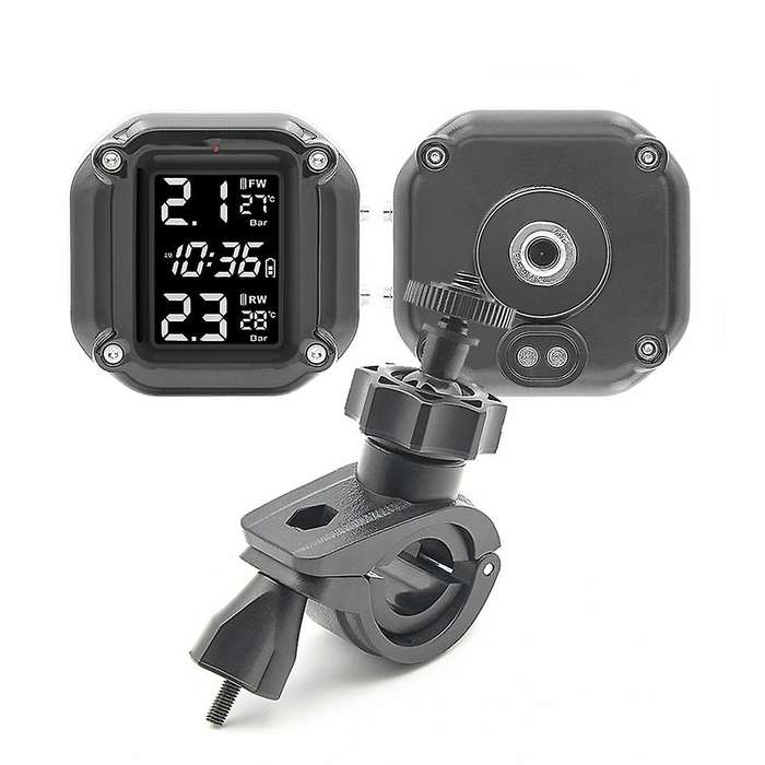 Motorcycle Tpms Motos Tyre Temperature Alarm with 2 External Sensors
