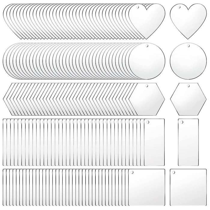200 Pieces Acrylic Keychain Blanks Blank for Diy Craft Projects