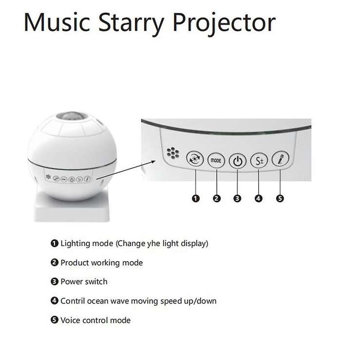 Star Projector Led Night Light Led Music Starry Water Wave Sleeping
