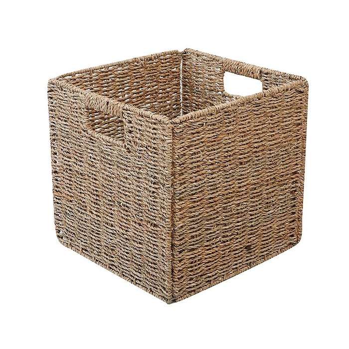 Woven Seagrass Organizer Basket with Handles for Cabinets,bathroom
