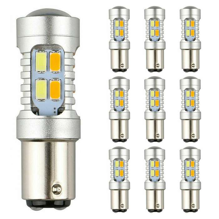 10pcs Dual Color Led Bulb 1157 Bay15d P21/5w Car Turn Signal Lamp A