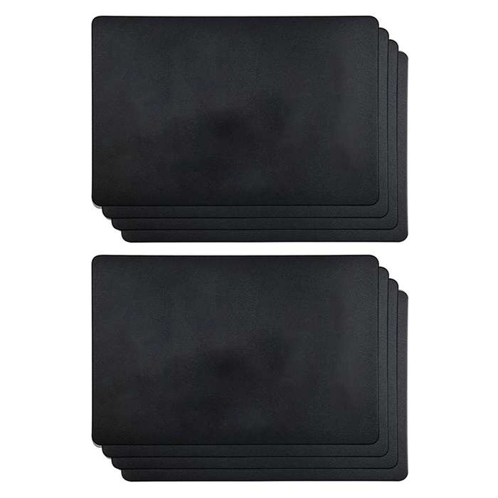 8pcs Heat-resistant Artificial Leather Placemats, Waterproof, (black)