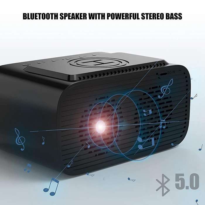 Digital Alarm Clock Usb Charging Station, Bluetooth Speaker,large Led